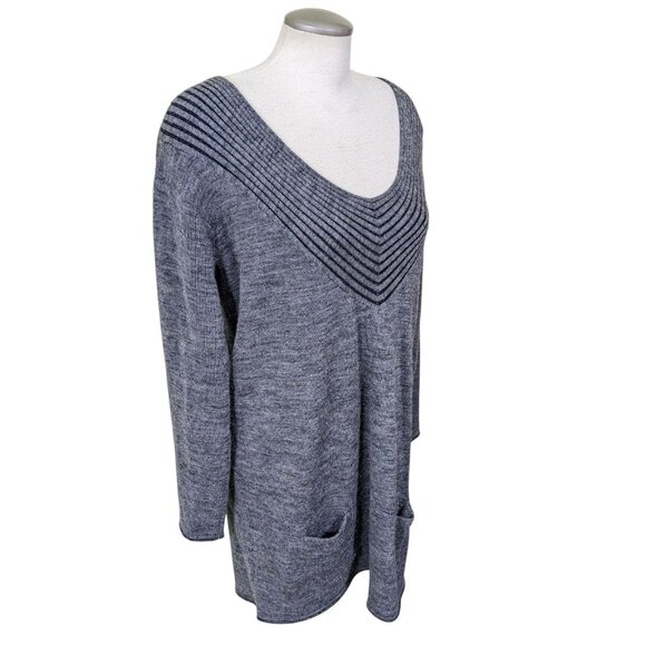 Knitwear by Jackpot Women L Gray Sweater Tunic Dress Jumper Wool Blend Pockets - Picture 2 of 6